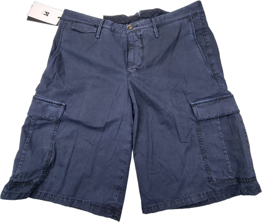 Pantaloncini Bermuda uomo PT Torino cargo vintage blu in denim scuro, stile casual e comodo, adatti per l'abbigliamento maschile.
