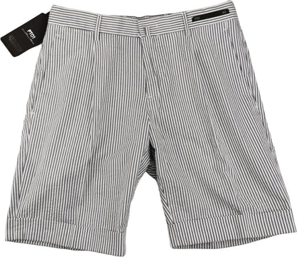 Bermuda uomo PT Torino con righe bianche e denim, pantaloncini moda uomo in tessuto leggero e stile casual