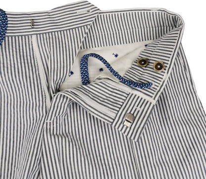 Pantaloncini Bermuda uomo PT Torino a righe bianco e denim, vestibilità casual e stile estivo.