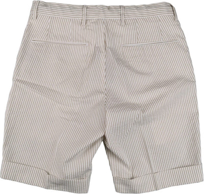 Bermuda uomo PT Torino a righe bianco e beige, pantaloncini di moda per uomo, dettaglio delle righe e tessuto leggero