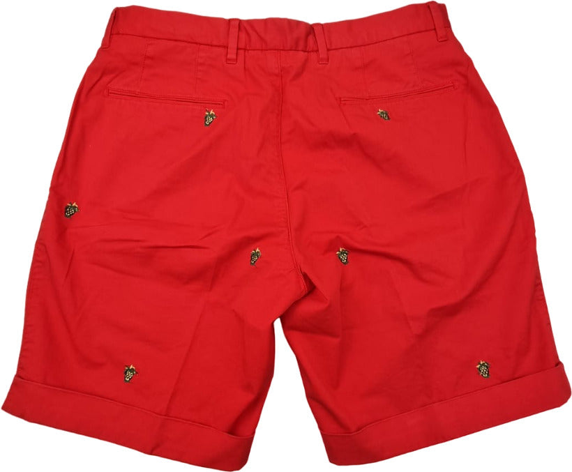 Pantaloncini Bermuda uomo PT Torino tinta unita rossi con ricami, moda uomo, abbigliamento estivo, taglia 46.