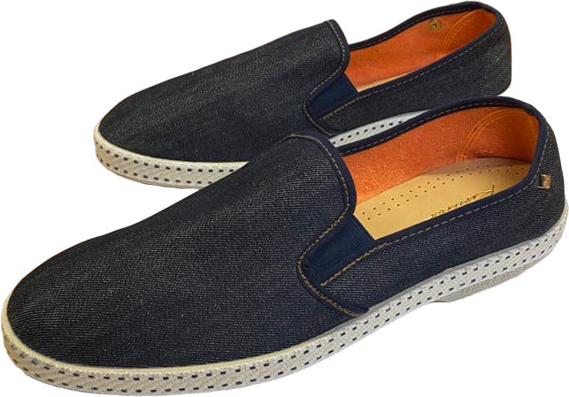 Scarpa uomo Rivieras espadrillas in tessuto blu scuro, modello loafer, con suola in gomma e design casual per l'estate