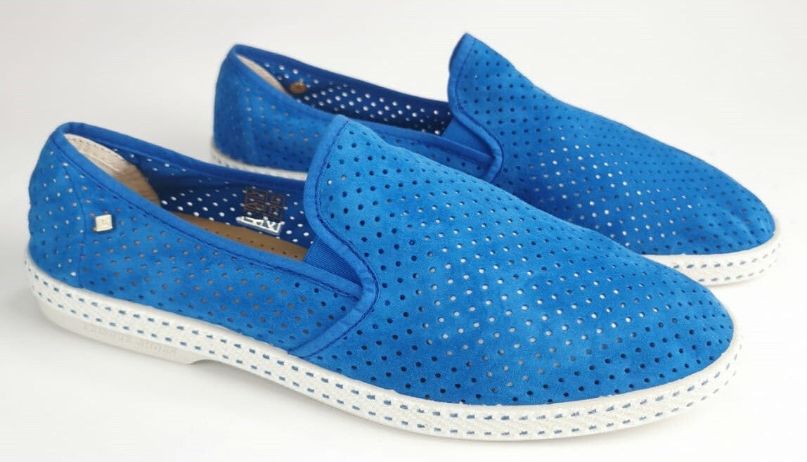 Scarpa uomo Rivieras Espadrillas Sultan 30 blu in scamosciato traforato, sneaker casual elegante e comoda.