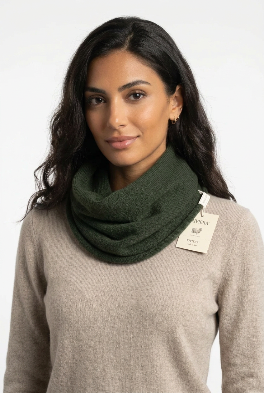 Scaldacollo Riviera in lana 100% verde bosco unisex