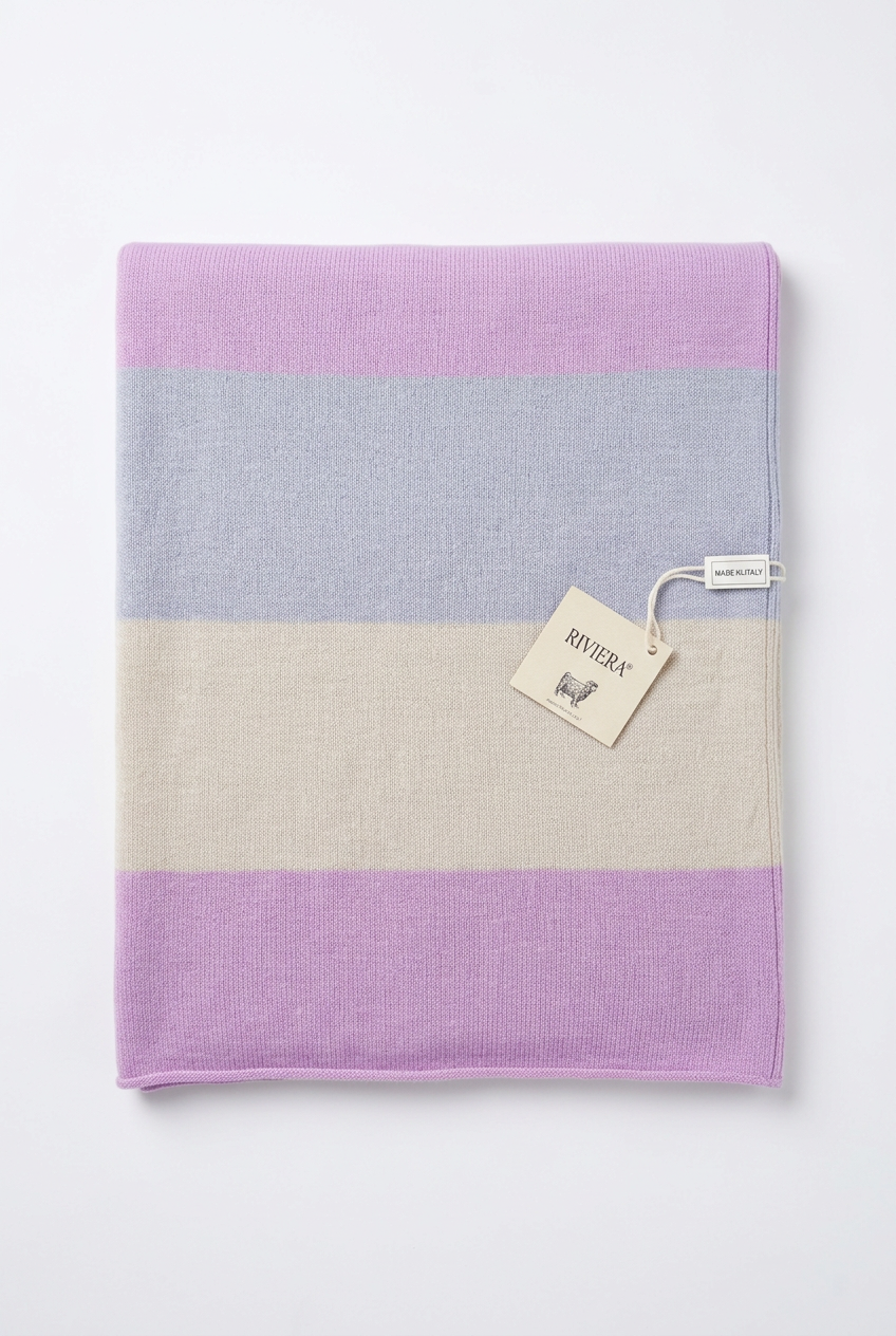 Sciarpa donna Riviera in puro cashmere lilla/beige/corda/azzurro