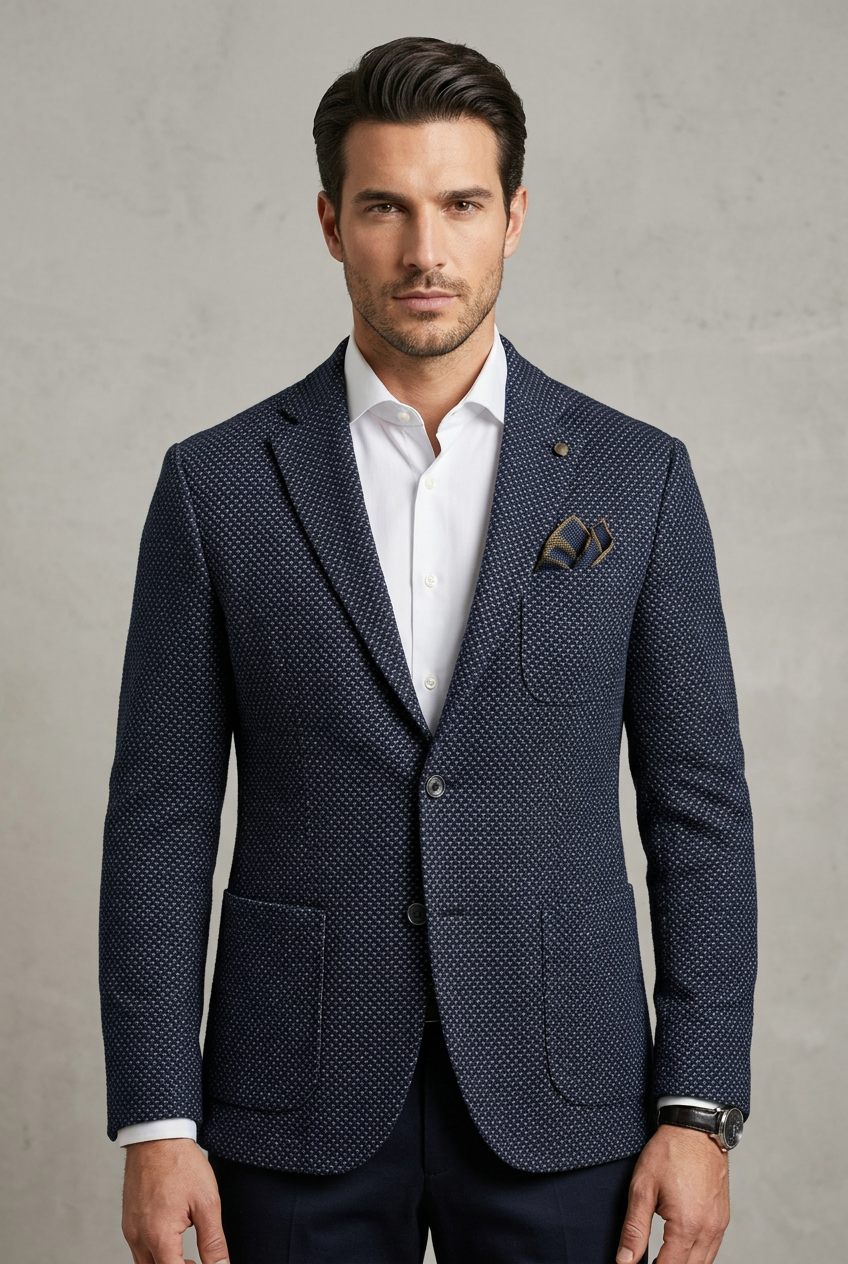 Giacca uomo Laboratori Italiani nido d'ape blu navy