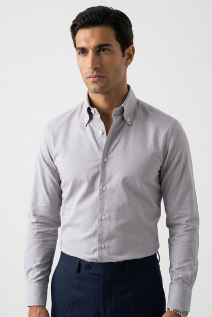 Camicia uomo Barba button down grigia