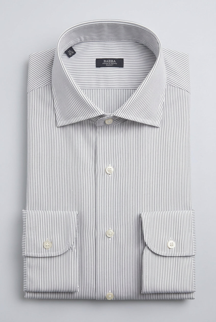 Camicia uomo Barba bianca fantasia micro righe nero