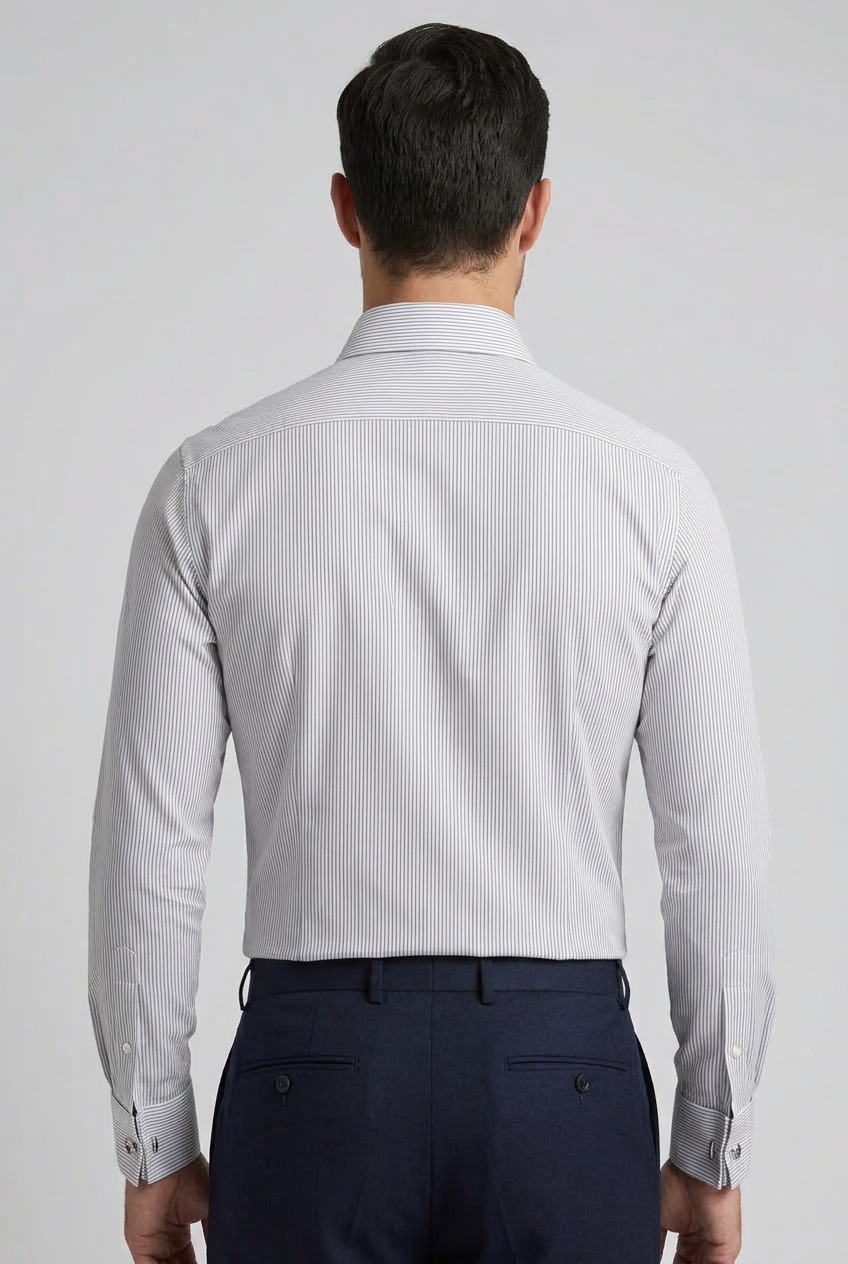 Camicia uomo Barba bianca fantasia micro righe nero