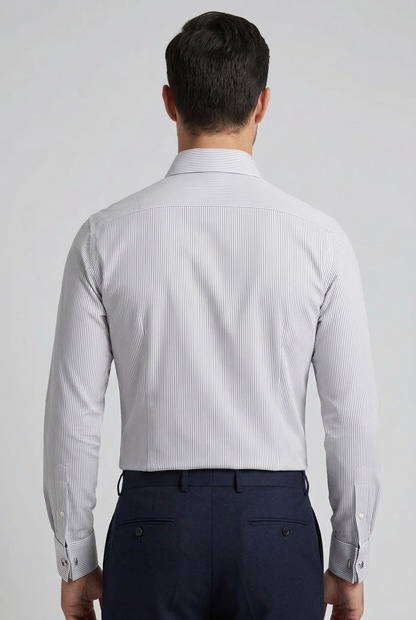 Camicia uomo Barba bianca fantasia micro righe nero
