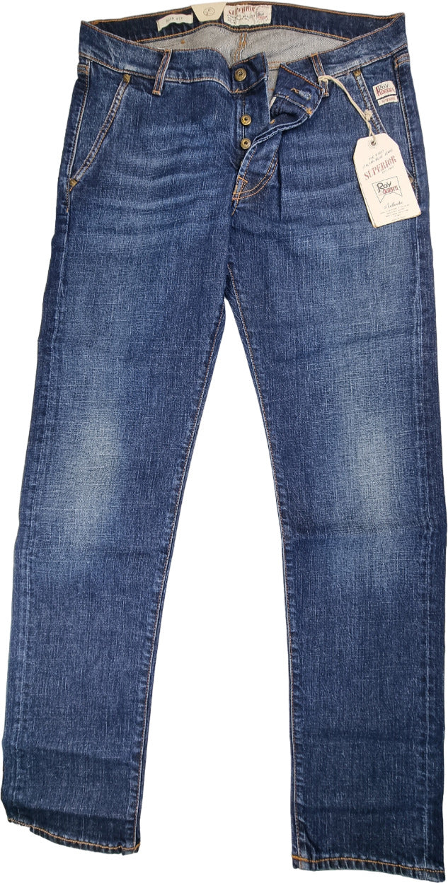 Jeans uomo Roy Rogers Elias Superior Slim Fit in denim, cinque tasche, stile moda e abbigliamento uomo.