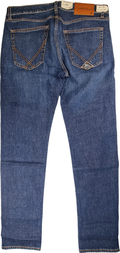 Jeans slim fit Roy Rogers Elias Superior da uomo in denim con 5 tasche, moda uomo, stile casual e moderno.