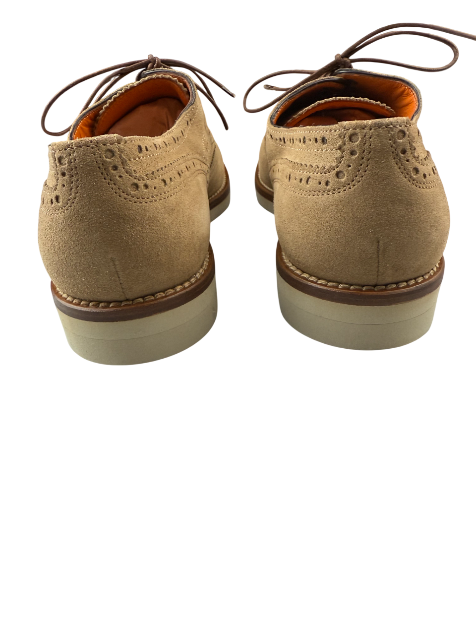 Scarpa uomo Santoni Derby Brogue Rondine in pelle marrone, elegante calzatura classica con dettagli perforati.