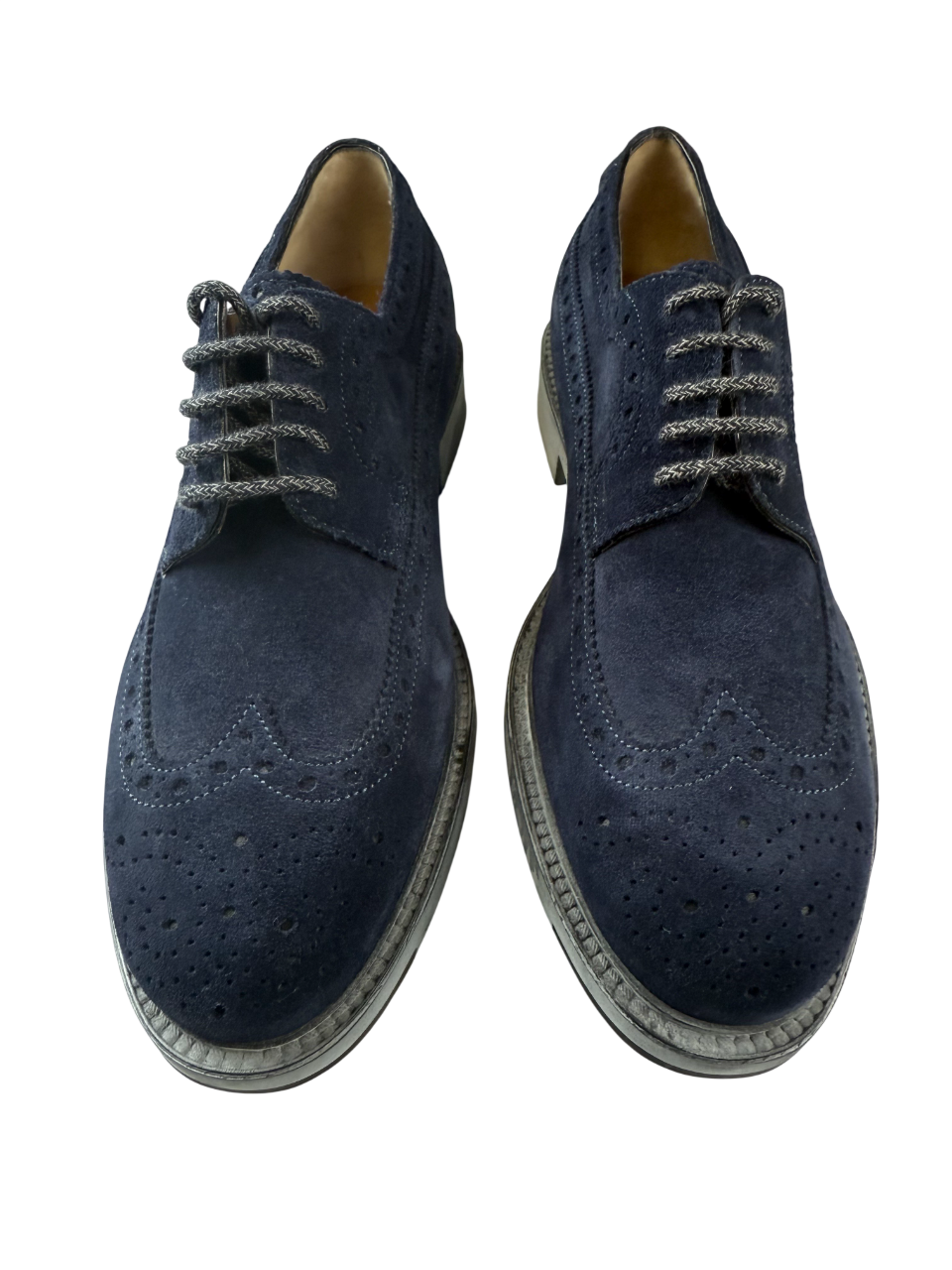 Scarpa uomo Santoni Derby Brogue Rondine in pelle marrone, stile classico e dettagli artigianali, ideale per un look elegante.