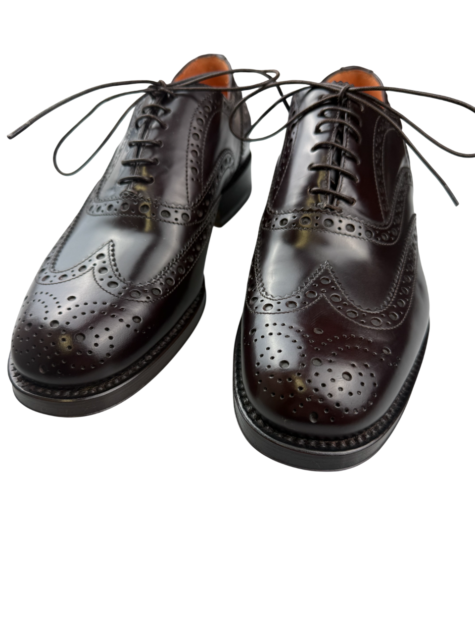 Scarpa uomo Santoni Oxford brogue in pelle testa di moro, scarpa derby classica con dettagli artigianali.