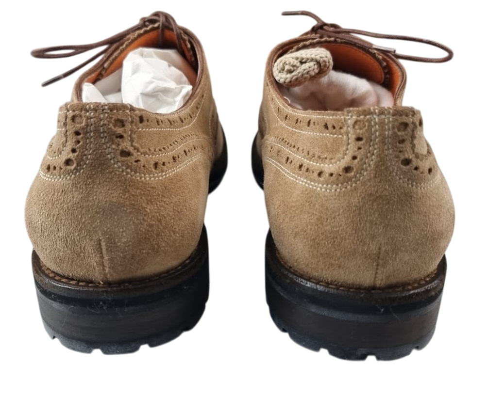 Scarpa uomo Santoni Derby Brogue Rondine in pelle marrone, stile elegante e classico con dettagli perforati.