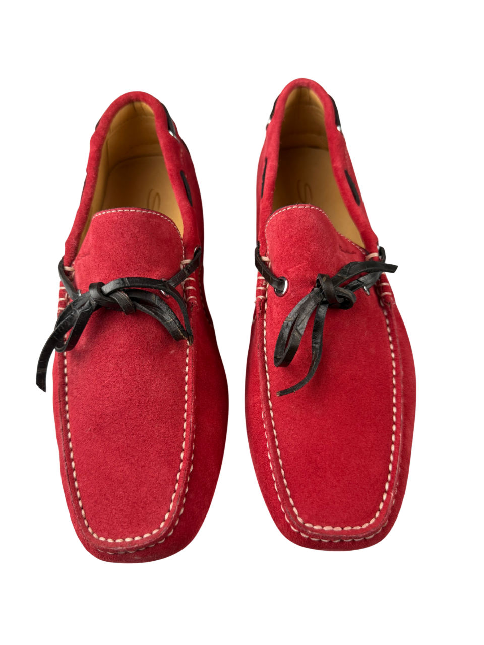 Scarpa uomo Santoni mocassino in pelle color testa di moro, elegante modello loafer con cuciture dettagliate.