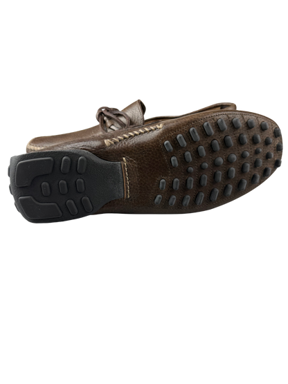 Scarpa Mocassino Uomo Santoni in pelle color testa di moro, elegante e raffinato, modello loafer di alta qualità.