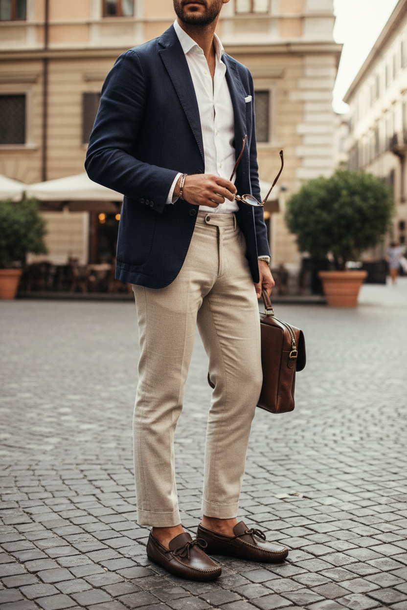 Scarpa mocassino uomo Santoni in pelle, dettaglio elegante, colore marrone, stile classico e raffinato.