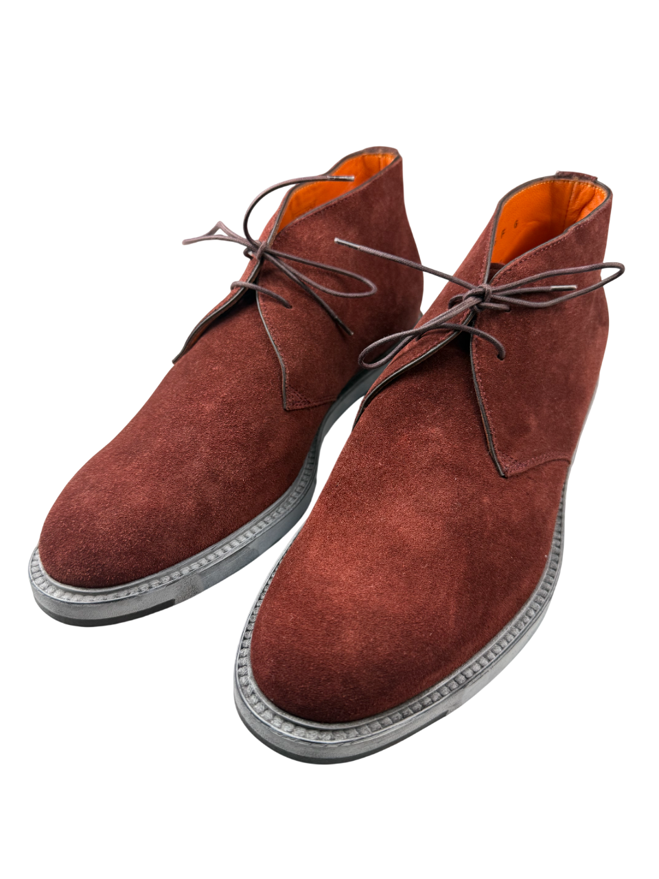 Scarpa uomo Santoni polacchina in pelle marrone con dettaglio in cucitura, stile elegante e classico.