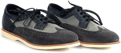 Scarpa uomo Santoni Derby rondine, scarpa stringata bassa blu notte, elegante e di alta qualità per la moda uomo.
