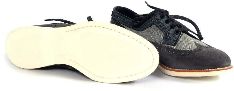 Scarpa uomo Santoni Derby rondine, scarpa stringata bassa blu notte, elegante calzatura di moda per uomo.