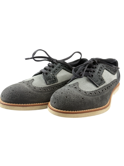 Scarpa uomo Santoni Derby Brogue Rondine in blu, scarpa stringata bassa in stile classico e elegante.
