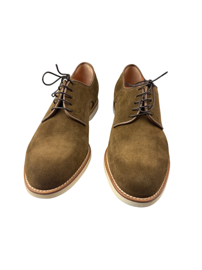 Scarpa uomo Santoni Derby scamosciata, scarpe stringate basse in stile moda uomo, elegante e di alta qualità.