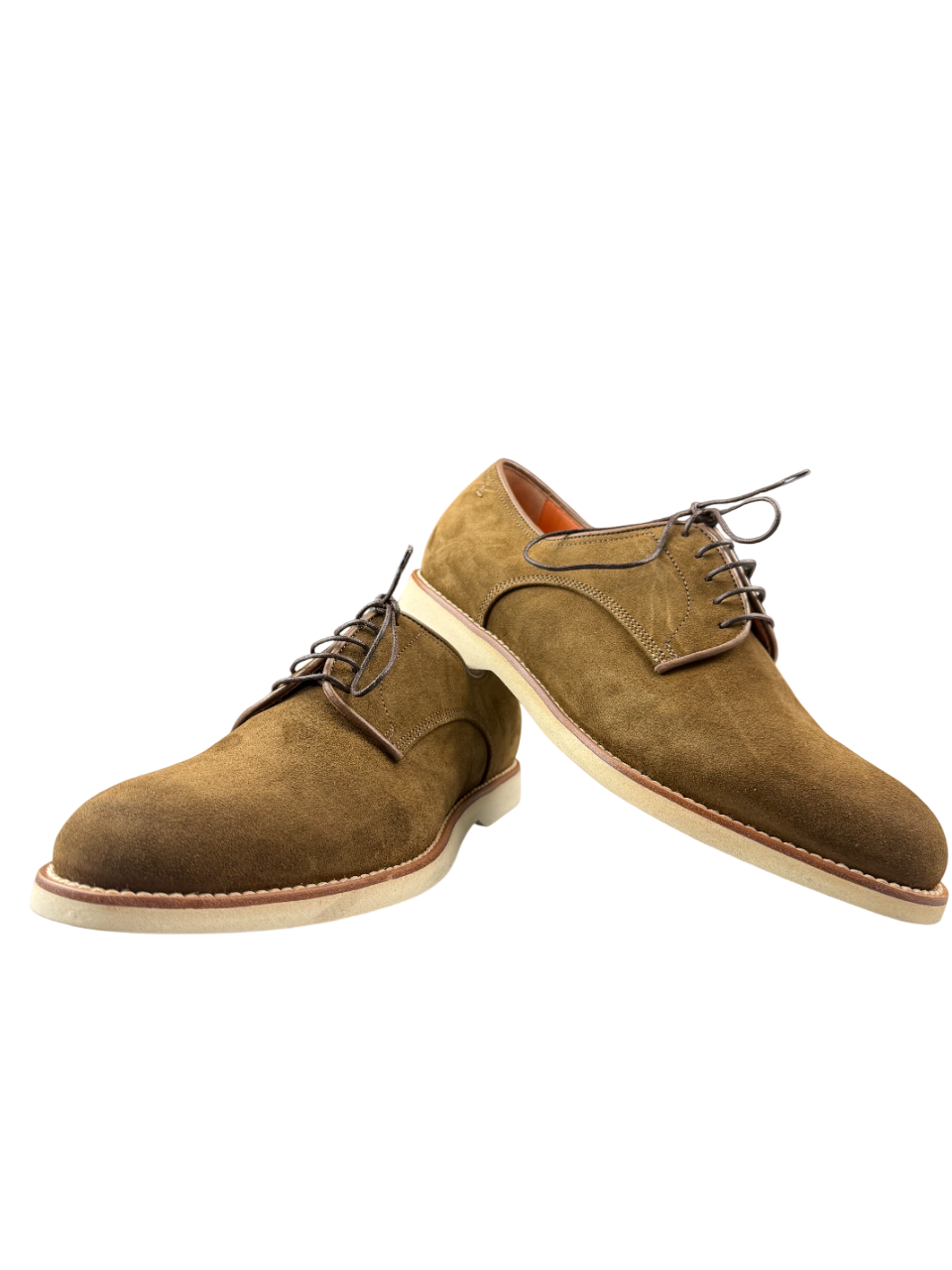 Scarpa uomo Santoni Derby in scamosciato, scarpe stringate basse in stile moda uomo, eleganti e di alta qualità.