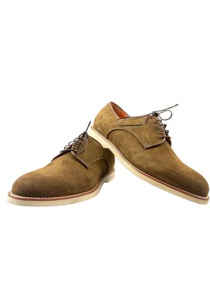 Scarpa uomo Santoni Derby in scamosciato, scarpe stringate basse in stile moda uomo, eleganti e di alta qualità.