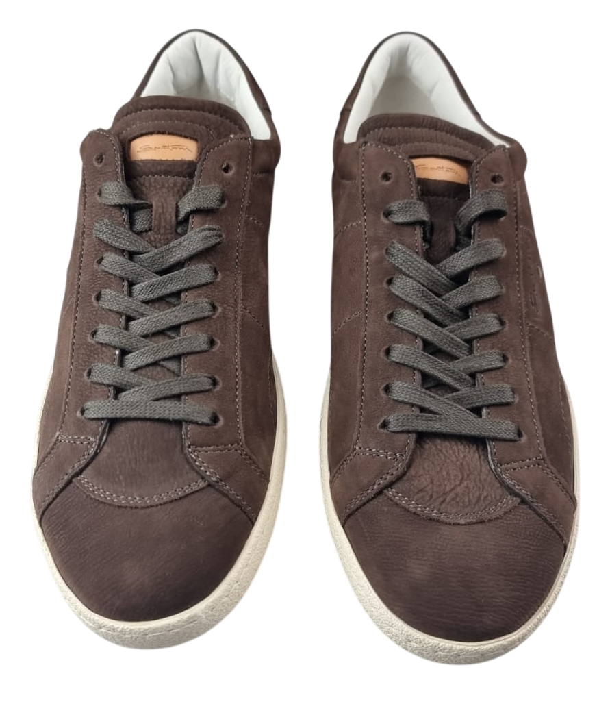 Scarpa uomo Santoni sneaker bassa in pelle, stile moda uomo, scarpa stringata sportiva e elegante.