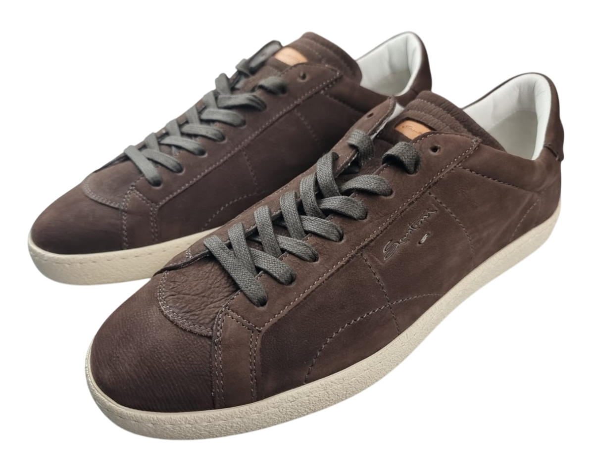 Scarpa uomo Santoni sneaker moda, scarpe stringate basse in pelle, dettagli eleganti e design moderno.