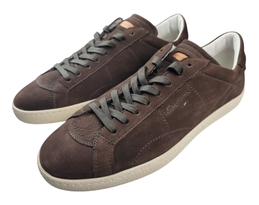 Scarpa uomo Santoni sneaker moda, scarpe stringate basse in pelle, dettagli eleganti e design moderno.