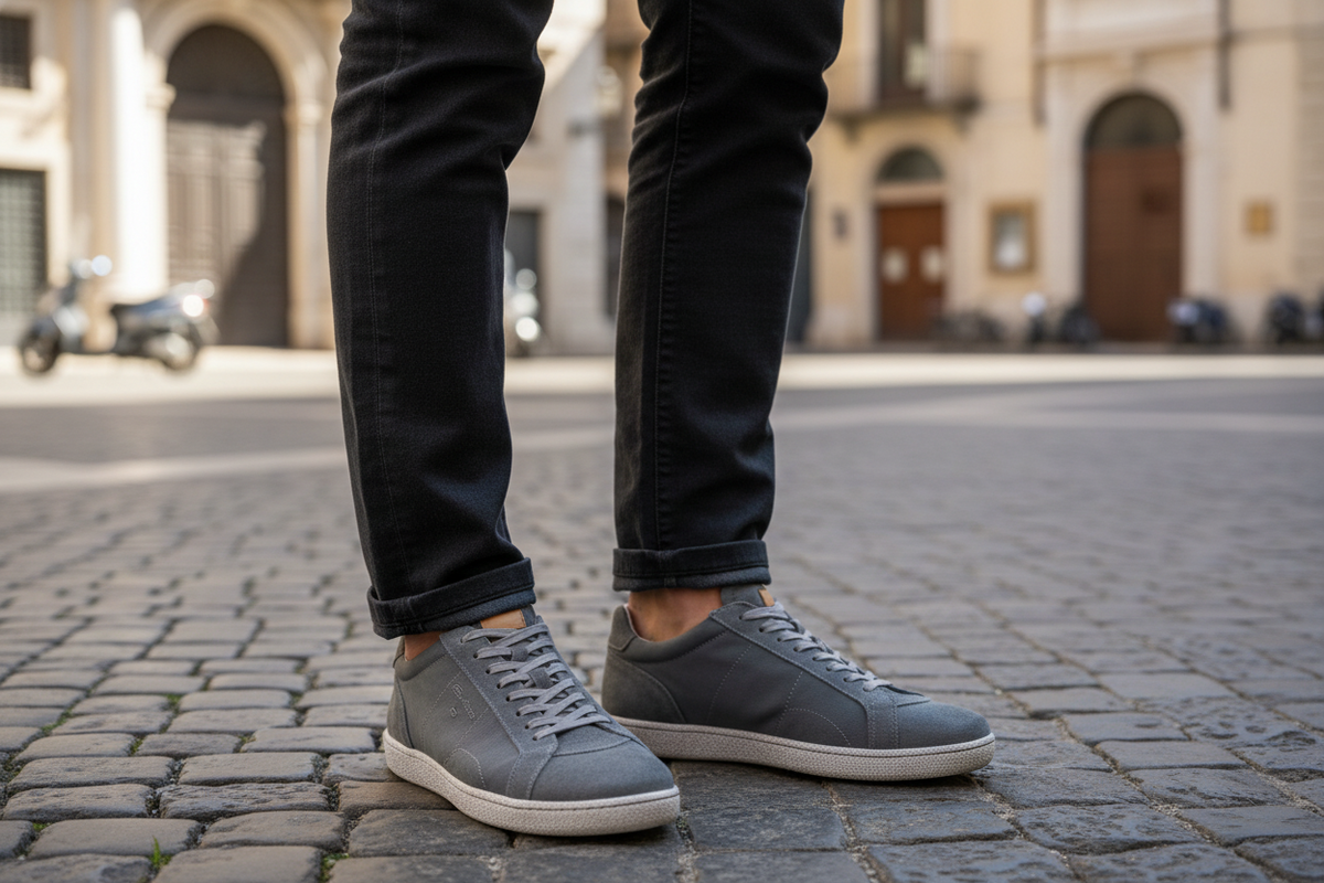 Scarpa uomo Santoni sneakers basse moda, scarpe stringate di alta qualità, design elegante e comodo, colore nero.