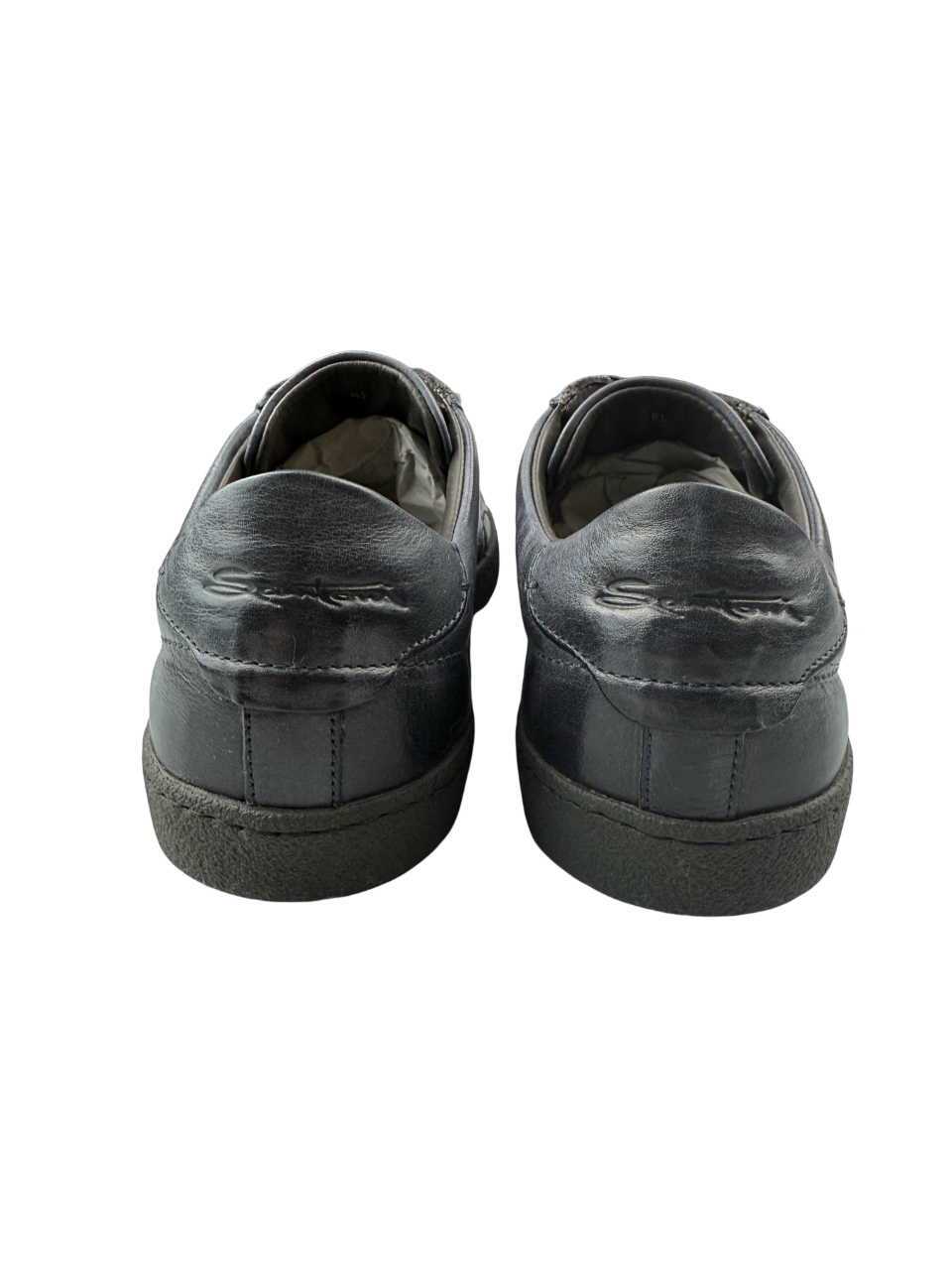 Sneaker casual uomo Santoni in pelle, scarpe sportive eleganti, dettaglio in pelle e suola bianca, stile moderno e raffinato.