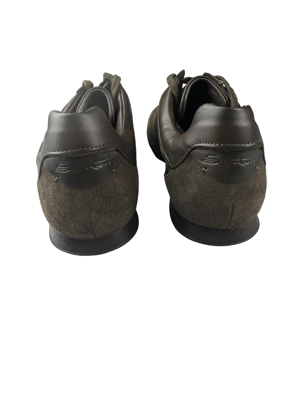 Scarpa uomo Santoni sneaker casual in pelle bianca con dettagli blu e suola in gomma, stile elegante e confortevole.