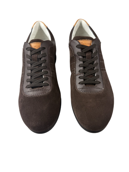 Scarpa sneaker casual uomo Santoni, tomaia in pelle colorata, suola bianca e design elegante, ideale per look quotidiani.