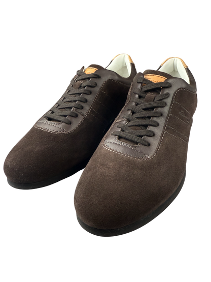 Scarpa uomo Santoni sneakers casual, moderna, con tomaia in pelle e suola bianca, stile sportivo e di tendenza.