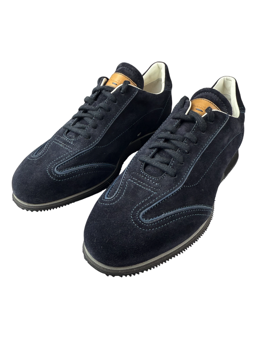 Scarpa uomo Santoni sneaker casual in pelle bianca con dettagli in pelle scamosciata e suola in gomma, stile elegante e sportivo
