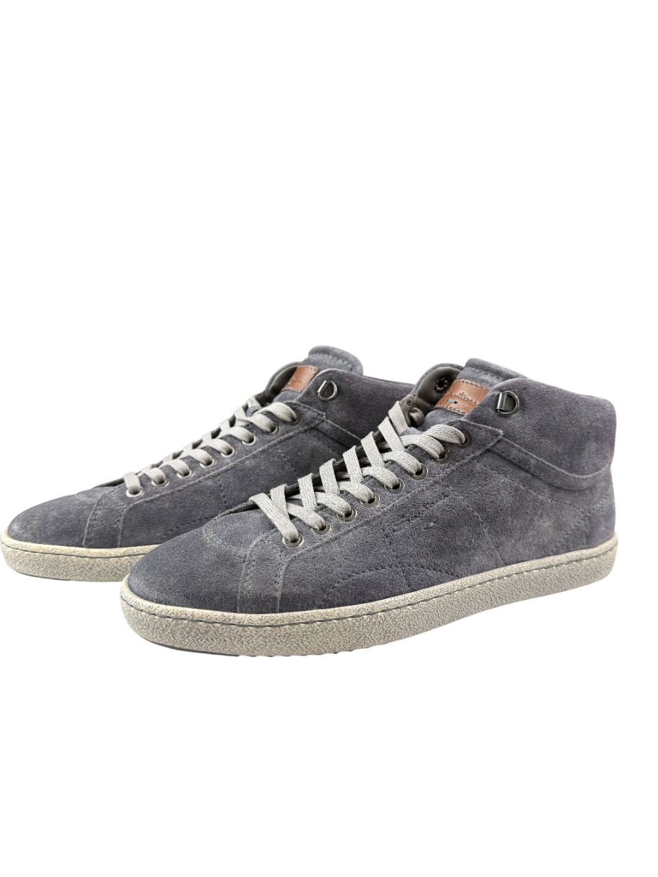 Scarpa uomo Santoni sneaker alta blu in pelle, moda casual, prodotta in Italia, con dettagli eleganti e suola robusta.