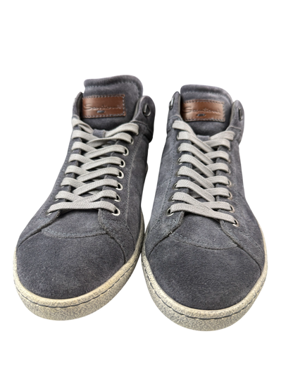 Scarpa uomo Santoni sneaker alta blu in pelle, stile casual, made in Italy, con suola bianca e design elegante.