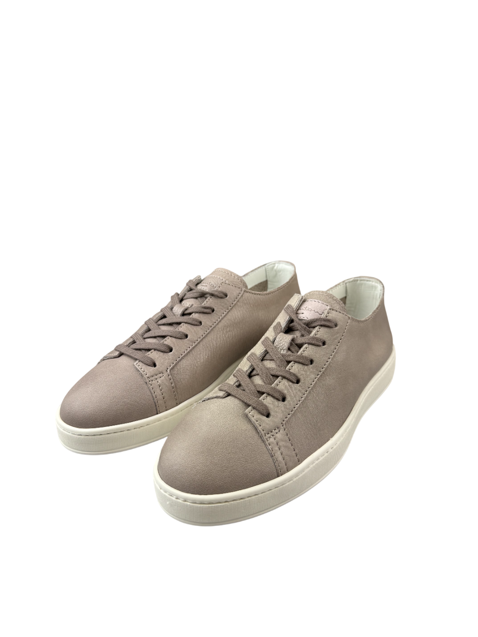Scarpa uomo Santoni in pelle, sneaker casual in stile moda, con suola bianca e design elegante.
