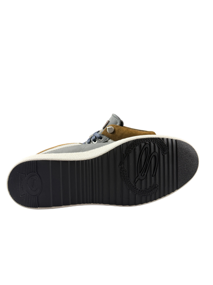 Scarpa uomo Santoni sneaker polacchine casual in pelle nera, con suola bianca e dettagli eleganti, ideali per uno stile sofisticato.
