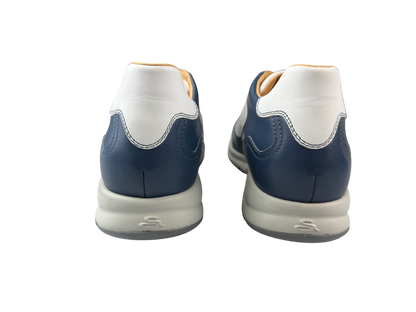 Scarpa uomo Santoni Sneaker casual blu navy in pelle, sneakers sportive di moda fatte in Italia, suola bianca e design elegante