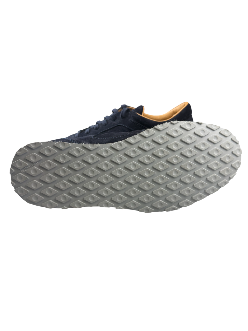 Scarpa uomo Santoni sneaker casual scamosciata blu navy con suola in gomma bianca, stile elegante e confortevole