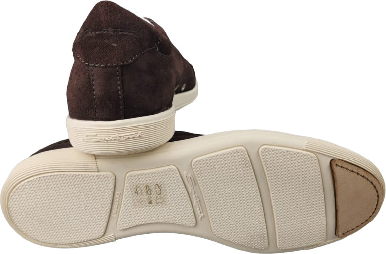 Sneaker casual uomo Santoni Barrow Moka in pelle scamosciata, stile sportivo e raffinato, colore marrone.