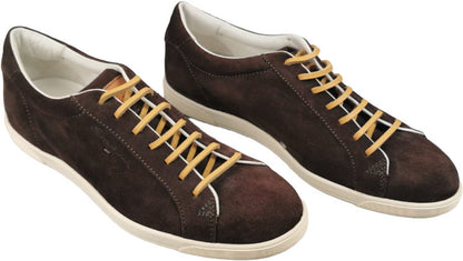 Scarpa uomo Santoni Sneaker Barrow Moka in pelle scamosciata, sneaker casual in stile sportivo, colore marrone.