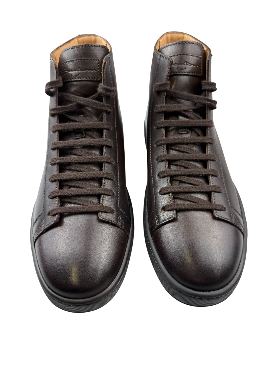 Scarpa Santoni da uomo, sneaker alte in pelle bianca, con suola sportiva e design elegante, ideale per look casual e alla moda