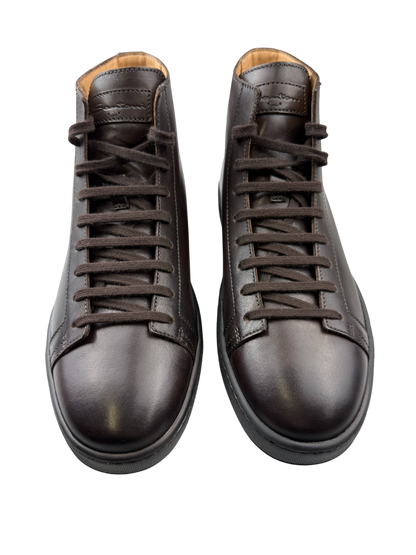 Scarpa Santoni da uomo, sneaker alte in pelle bianca, con suola sportiva e design elegante, ideale per look casual e alla moda