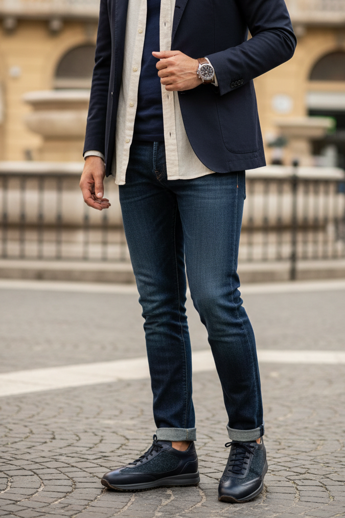Scarpa uomo Santoni sneaker casual in pelle con dettagli eleganti, comoda e alla moda, ideale per look informali e di tendenza.